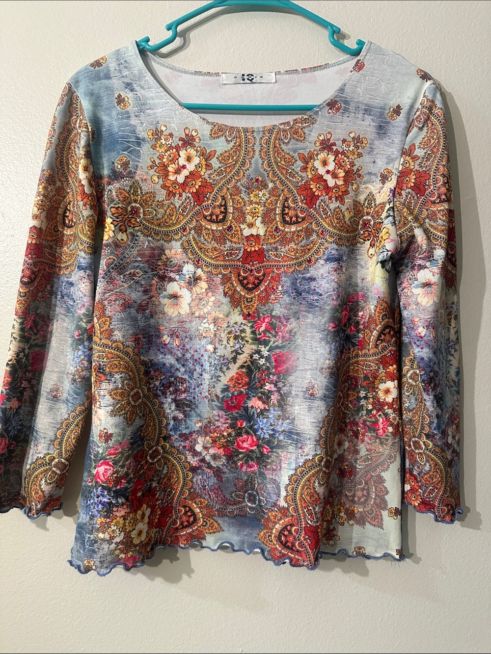 Vintage y2k floral Amour by love Los Angeles top 3/4 sleeve Size L